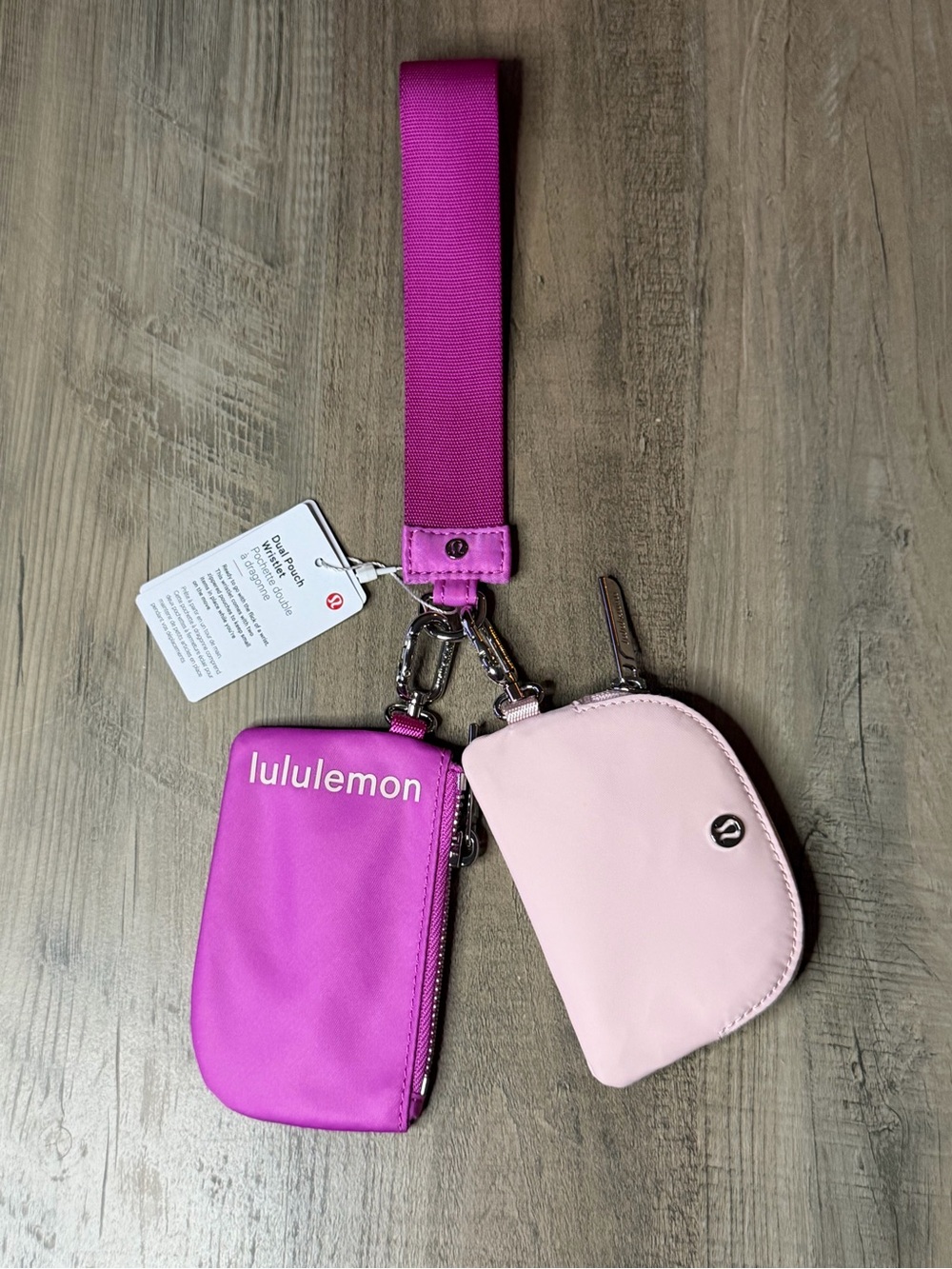 RARE NWT Lululemon Dual Pouch Wristlet *Pow Pink/Flush Pink*